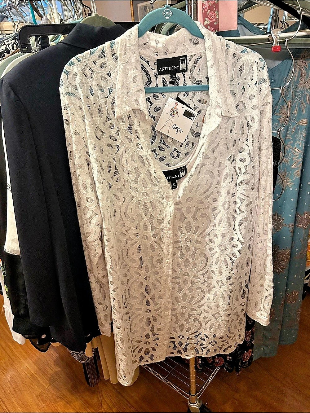 Anthony Lace Floral Blouse in White Size 3X NWT